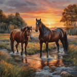 Diamond Painting Set - Paarden In Water - 20x20cm