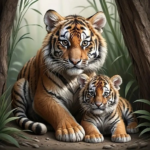 Diamond painting - Tijger met Welp - 30x30cm