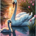 Diamond painting set - Zwaan met Jong - 30x40cm