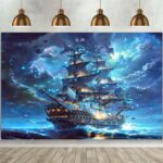 Wandkleed - Piratenschip Oceaanlandschap - Sfeervol Wanddoek - Woonkamer - Kinderkamer - Kantoorruimte - 180x230 cm - Wandtapijt