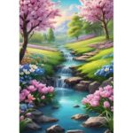 Diamond Painting Set - 30x40cm - Rivier door Fleurig Natuurlandschap