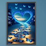 Diamond Painting Set - Blauwe Vlinder Hart - 20x30cm