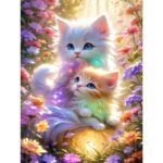 Diamond Painting Set - Poesjes met Bloemen - 20x30cm